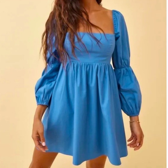 Reformation Michaela Dress in Azure Size 12 - Picture 2 of 11